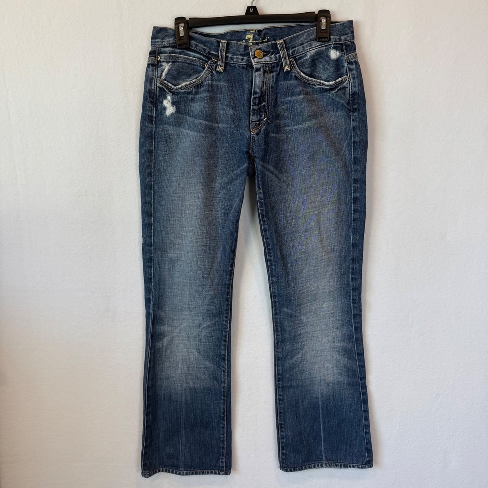 7 For All Mankind Jagger Jeans Womens 29 Medium Wash Distressed Straight Leg